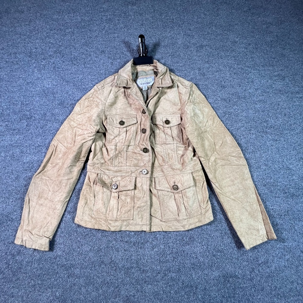 Wilsons Maxima Basic Jacket Women's S Beige Suede Leather Winter Travel Collared